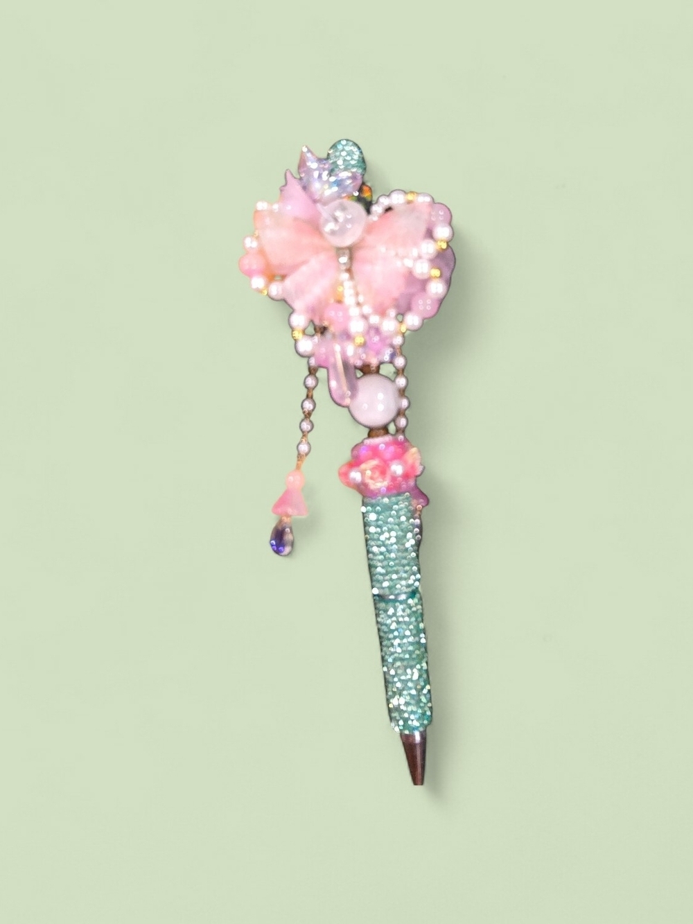 Pink Butterfly Beaded Pen